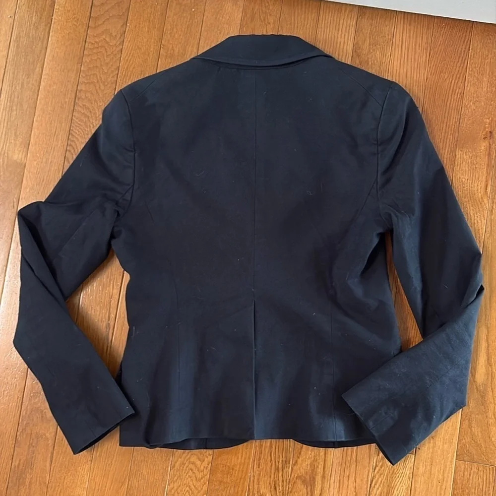 Theory Navy Blue Tailored Blazer Stretch Cotton 2 Button Career Office Jacket 10